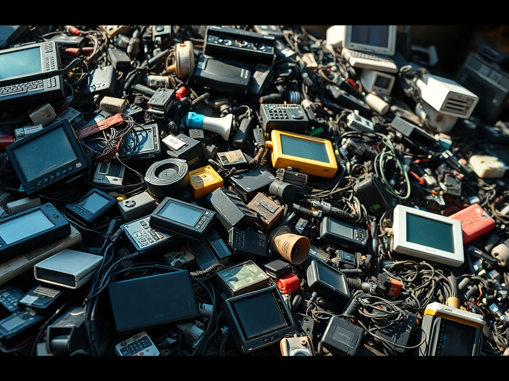 A pile of outdated electronics ready for WEEE recycling, showcasing the importance of responsible e-waste disposal.